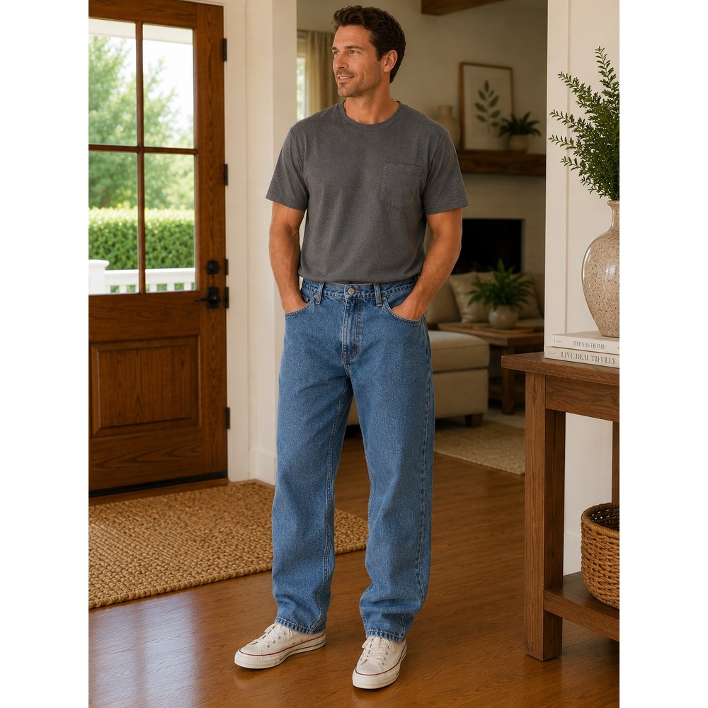 Carhartt B167 DST Loose Fit Straight Leg Blue Denim Jeans Mens 42x30 Medium Wash